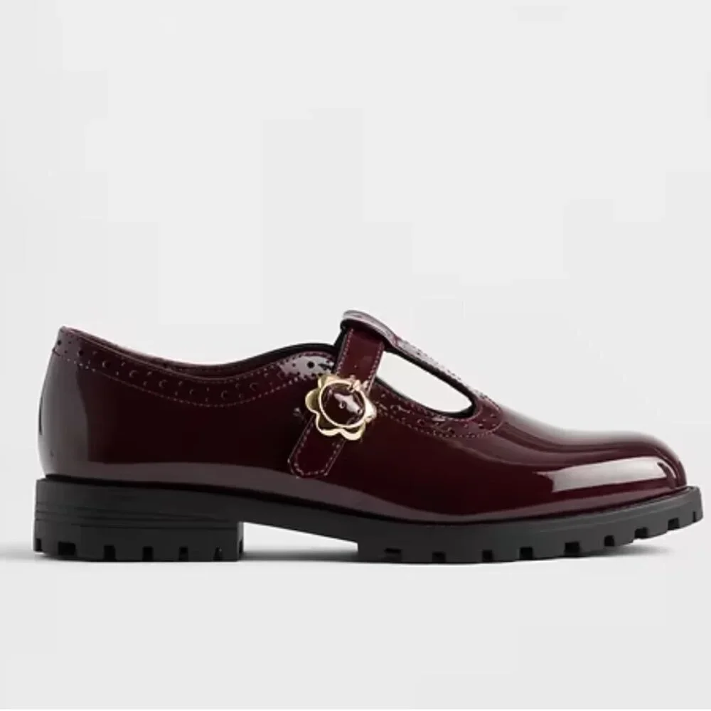 GAP Kids T-Strap Loafers - Burgundy Size 5